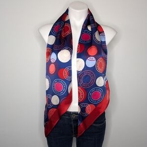 NWT Coach Polka Dot red white blue patriotic oblong silk scarf purse tie